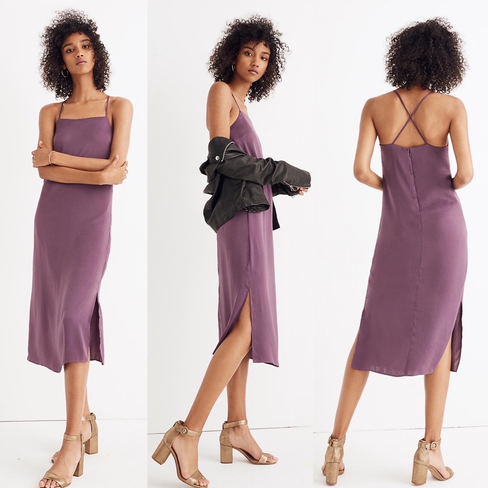 Madewell Mauve Purple Strappy Midi Slip Dress
